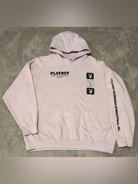 Playboy Men’s Pink Hoodie Pursue Pleasure Size XL - NO DRAWSTRING